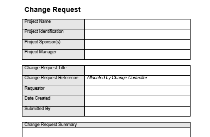 Example of project change control template