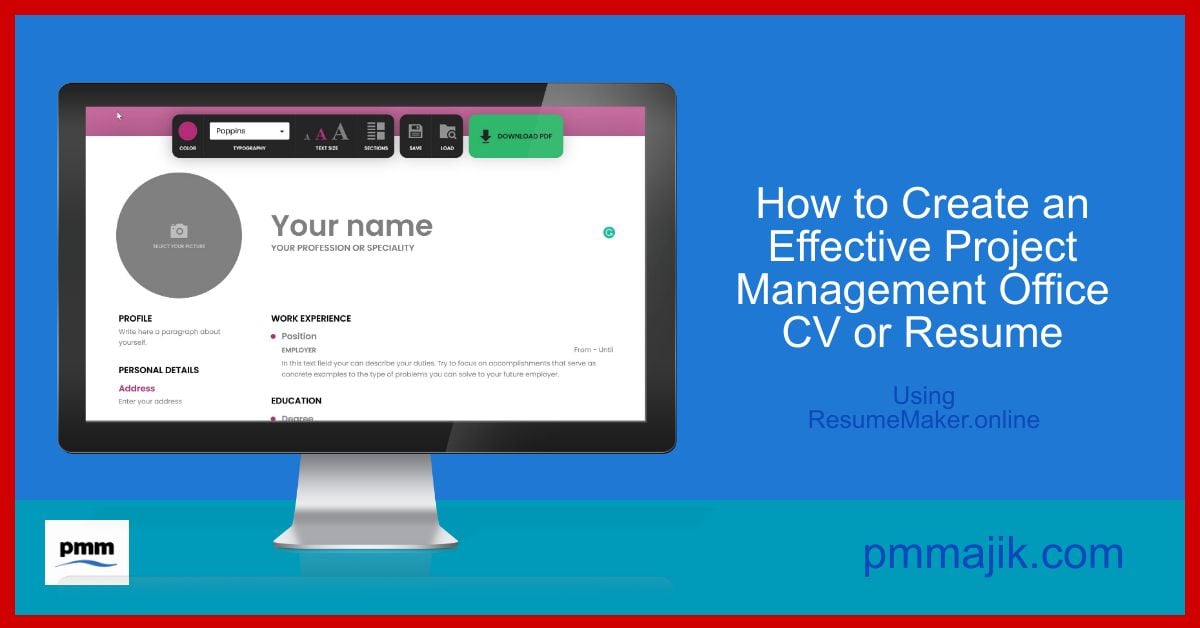 How to create a PMO resume using resumemaker.online